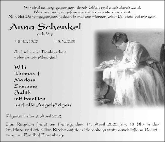 Traueranzeige von Anna Schenkel von FZ