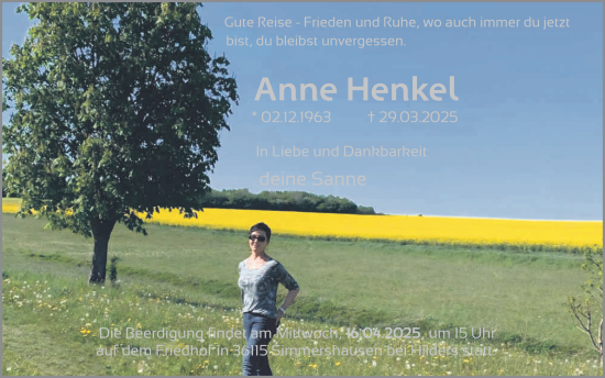 Traueranzeige von Anne Henkel von FZ