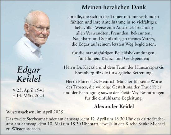Traueranzeige von Edgar Keidel von FZ