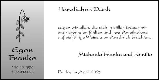 Traueranzeige von Egon Franke von FZ
