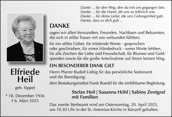 Traueranzeige von Elfriede Heil von FZ