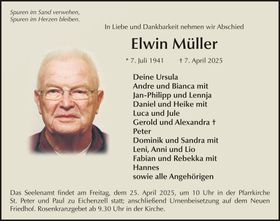 Traueranzeige von Elwin Müller von FZ