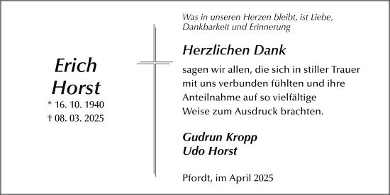 Traueranzeige von Erich Horst von FZ