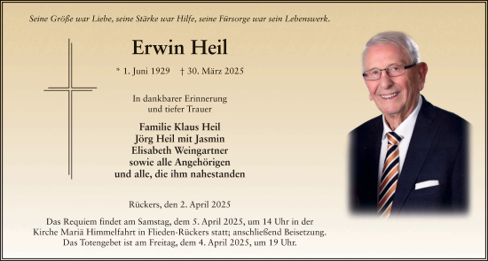 Traueranzeige von Erwin Heil von FZ