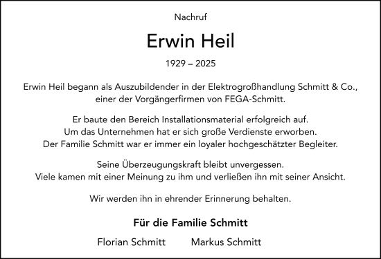 Traueranzeige von Erwin Heil von FZ