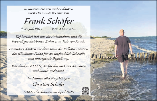 Traueranzeige von Frank Schäfer von FZ
