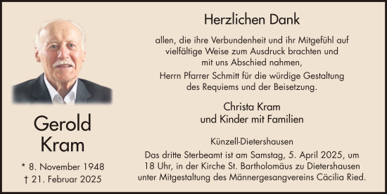 Traueranzeige von Gerold Kram von FZ