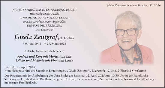 Traueranzeige von Gisela Zentgraf von FZ