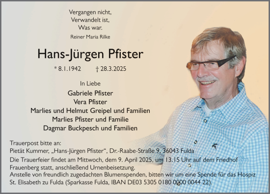 Traueranzeige von Hans-Jürgen Pfister von FZ