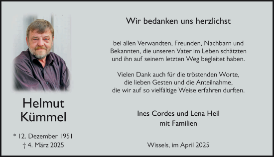 Traueranzeige von Helmut Kümmel von FZ