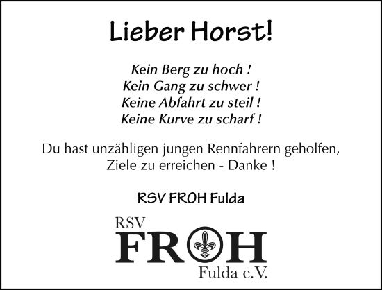 Traueranzeige von Horst Hahner von FZ