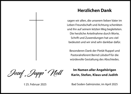 Traueranzeige von Josef Noll von FZ