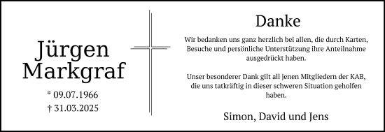 Traueranzeige von Jürgen Markgraf von FZ