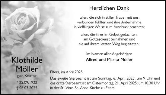 Traueranzeige von Klothilde Möller von FZ