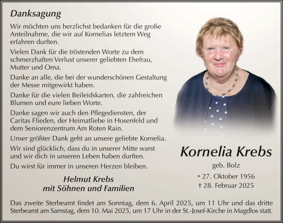 Traueranzeige von Kornelia Krebs von FZ