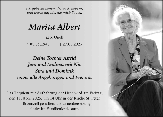 Traueranzeige von Marita Albert von FZ
