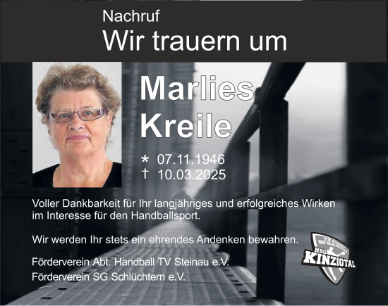 Traueranzeige von Marlies Kreile von FZ