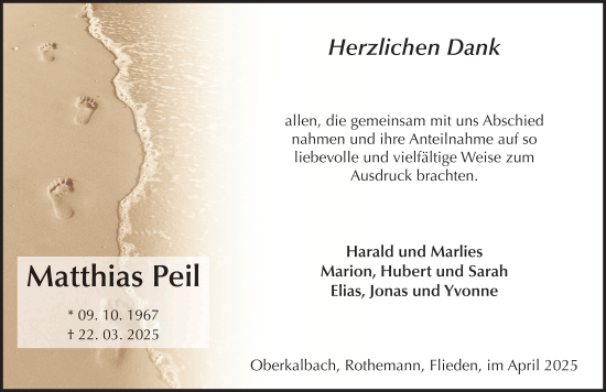 Traueranzeige von Matthias Peil von FZ