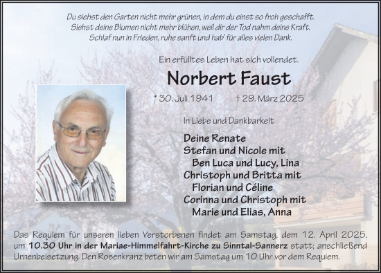 Traueranzeige von Norbert Faust von FZ