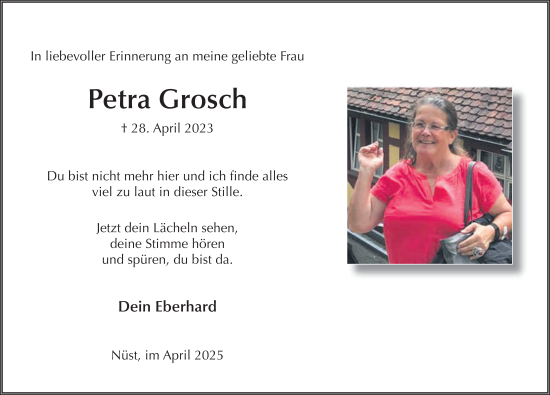 Traueranzeige von Petra Grosch von FZ