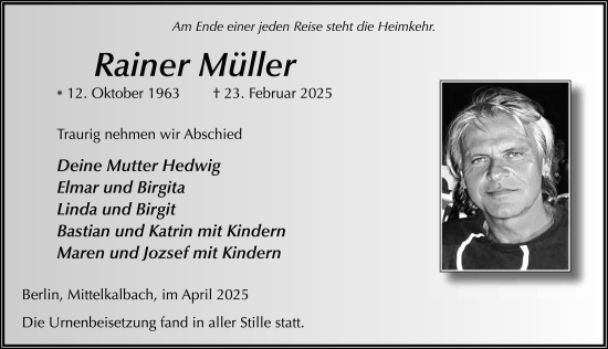 Traueranzeige von Rainer Müller von FZ