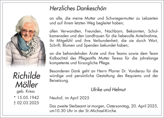 Traueranzeige von Richhilde Möller von FZ