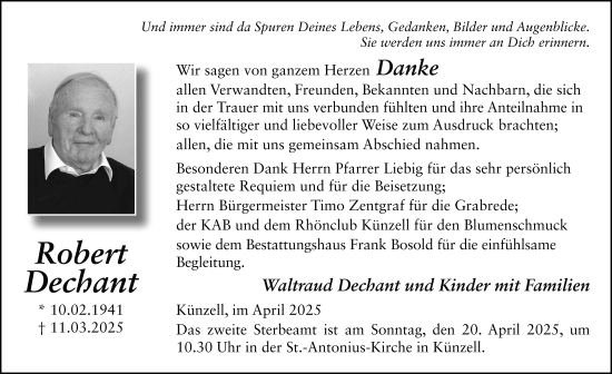 Traueranzeige von Robert Dechant von FZ
