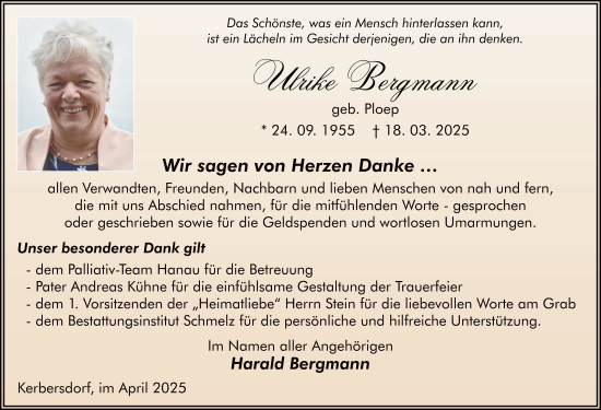 Traueranzeige von Ulrike Bergmann von FZ