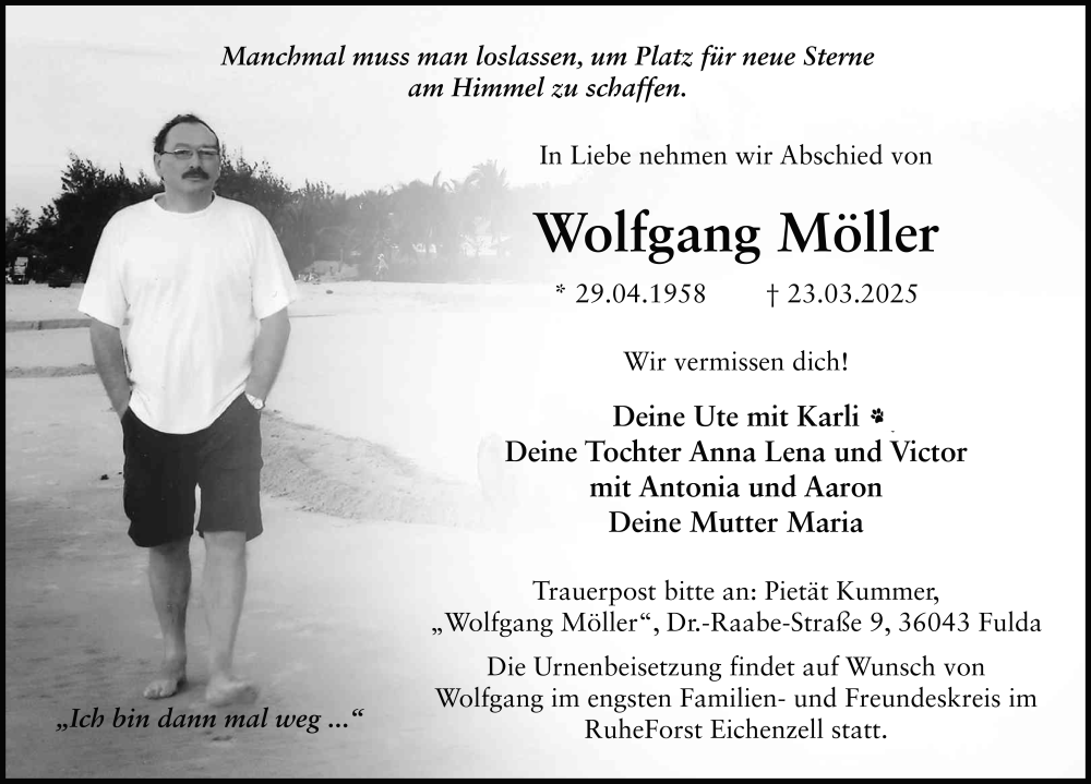 Traueranzeige für Wolfgang Möller vom 05.04.2025 aus FZ