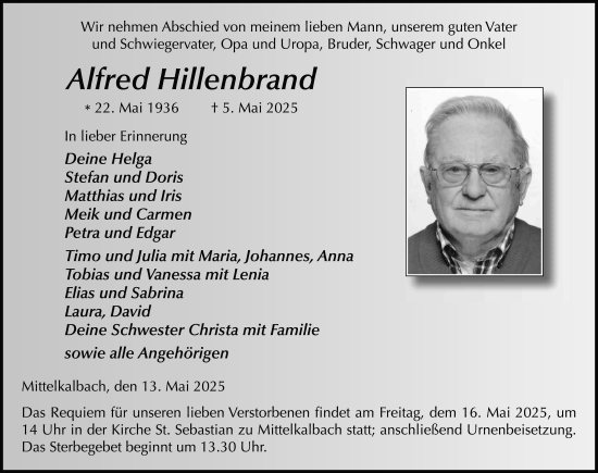 Traueranzeige von Alfred Hillenbrand von FZ