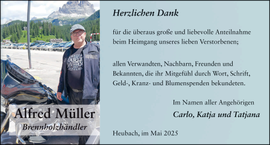 Traueranzeige von Alfred Müller von FZ
