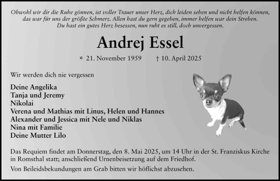 Traueranzeige von Andrej Essel von FZ