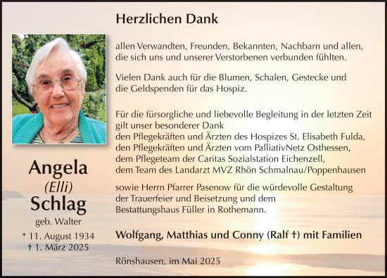 Traueranzeige von Angela  Schlag von FZ