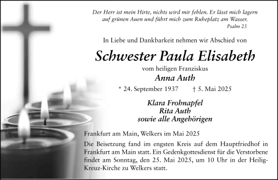 Traueranzeige von Anna Auth von FZ
