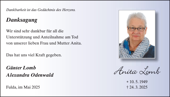 Traueranzeige von Antia Lomb von FZ
