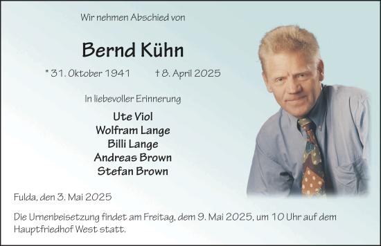 Traueranzeige von Bernd Kühn von FZ