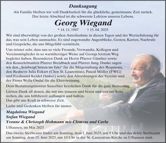Traueranzeige von Georg Wiegand von FZ