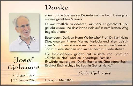 Traueranzeige von Josef Gebauer von FZ