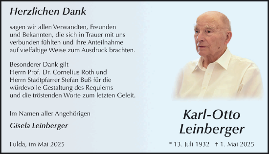 Traueranzeige von Karl-Otto Leinberger von FZ