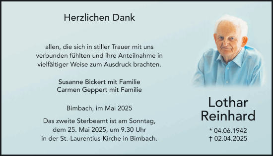 Traueranzeige von Lothar Reinhard von FZ