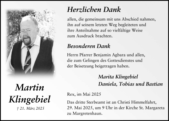 Traueranzeige von Martin Klingebiel von FZ