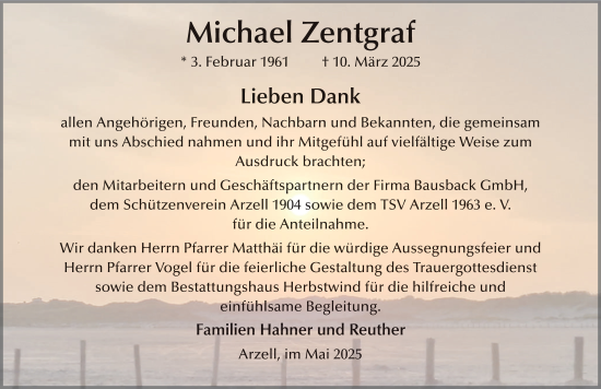 Traueranzeige von Michael Zentgraf von FZ