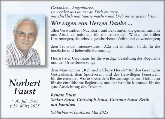 Traueranzeige von Norbert Faust von FZ