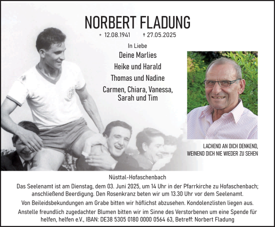 Traueranzeige von Norbert Fladung von FZ