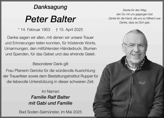 Traueranzeige von Peter Balter von FZ