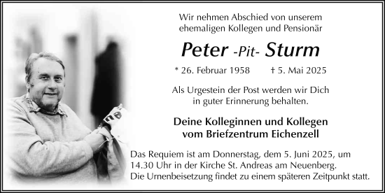 Traueranzeige von Peter Sturm von FZ