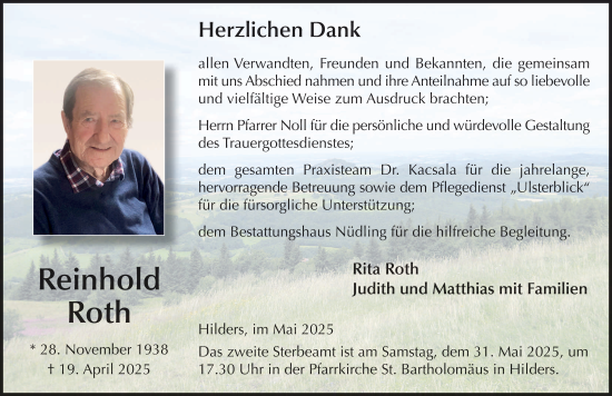 Traueranzeige von Reinhold Roth von FZ