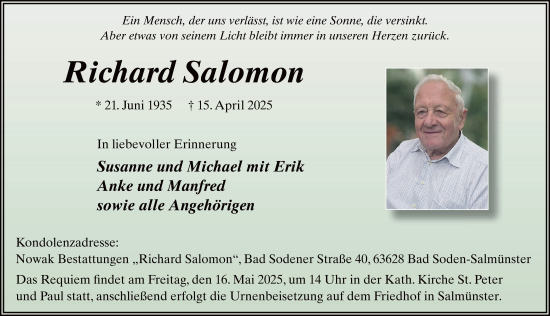 Traueranzeige von Richard Salomon von FZ