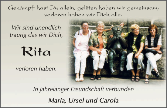 Traueranzeige von Rita Wese von FZ