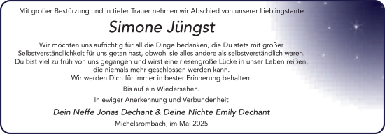 Traueranzeige von Simone Jüngst von FZ